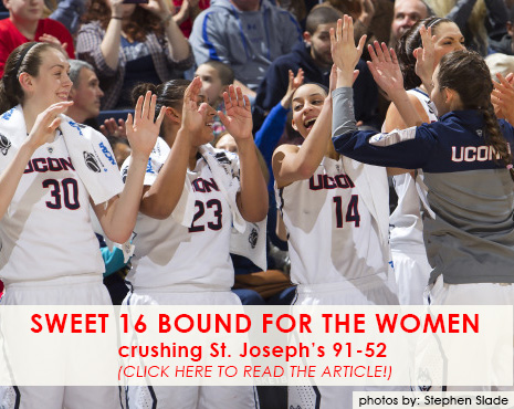 Click to read the article on Uconn Women defeating St. Joseph's and heading to the Sweet 16